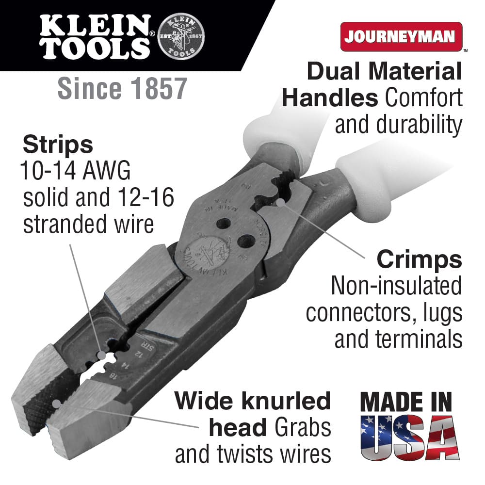 Klein Tools Hybrid Pliers with Crimper and Wire Stripper J215-8CR