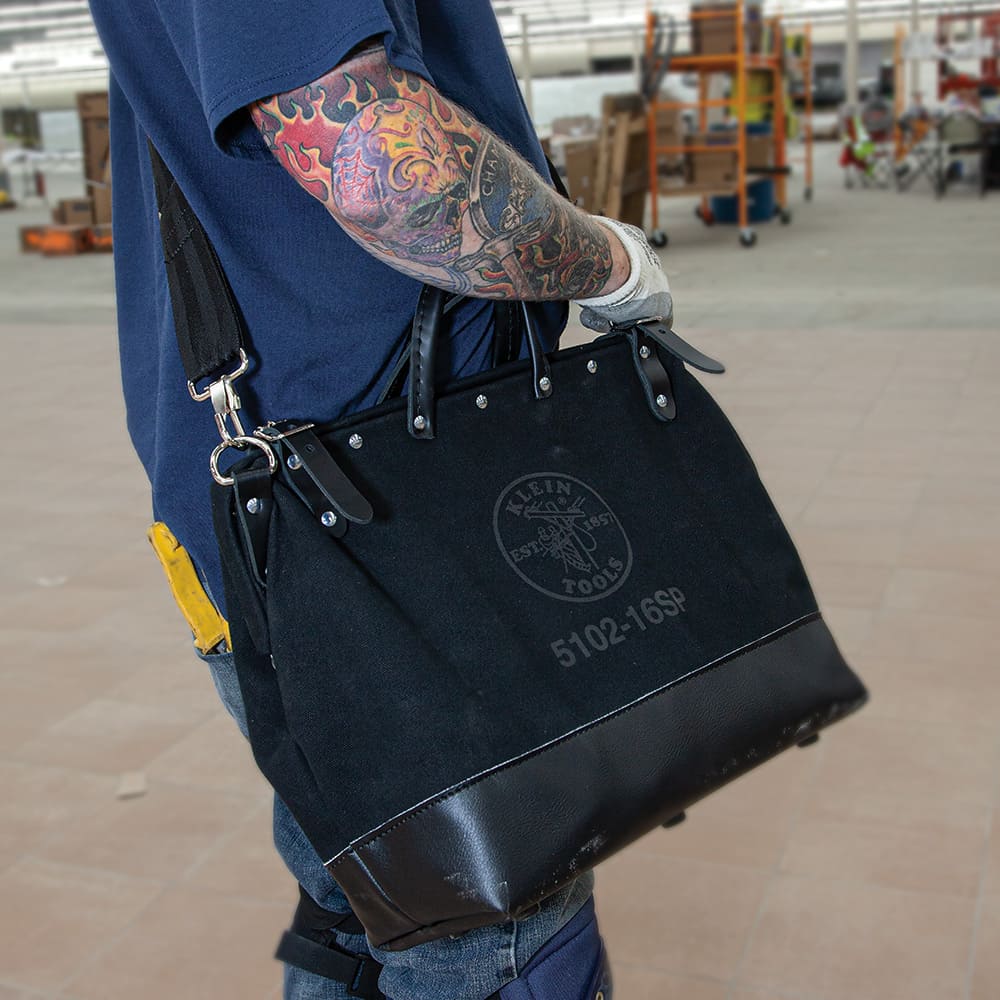 Klein Tools Deluxe Tool Bag, Black Canvas, 13 Pockets, 16-Inch 510216SPBLK