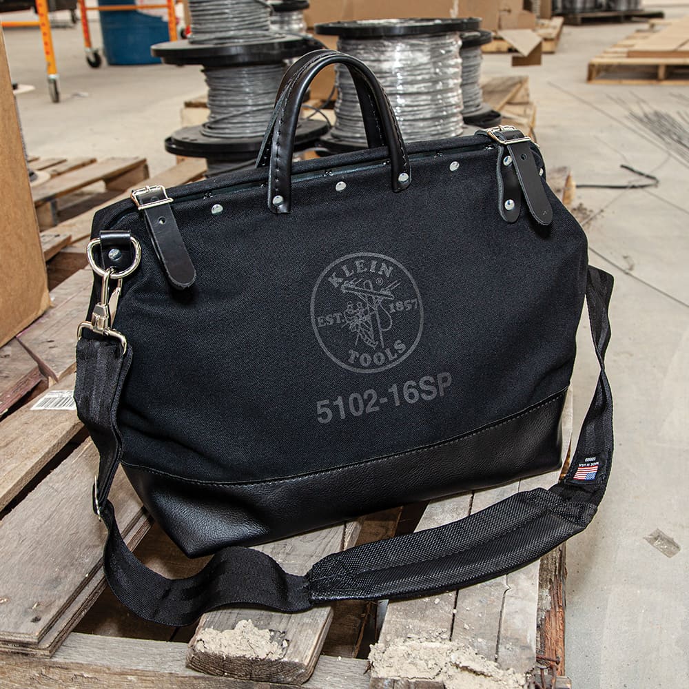 Klein Tools Deluxe Tool Bag, Black Canvas, 13 Pockets, 16-Inch 510216SPBLK
