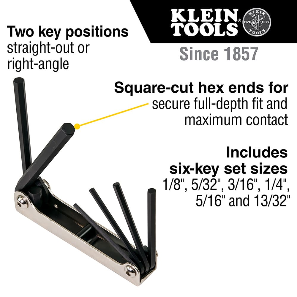 Klein Tools Folding Hex Key Set, 6-Key, Metric Sizes 70580