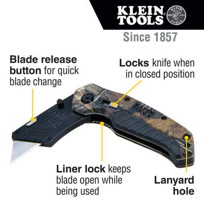 Klein Tools  Folding Utility Knife Camo Assisted-Open 44135