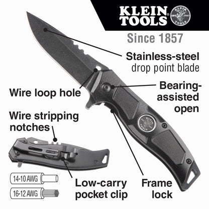 Klein Tools Electrician’s Bearing-Assisted Open Pocket Knife 44228