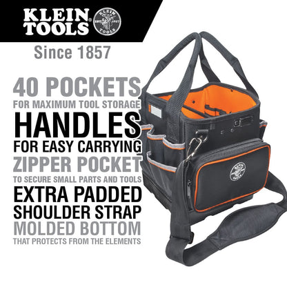 Klein Tools Tool Bag, Tradesman Pro™ Tool Tote, 40 Pockets, 10-Inch 5541610-14