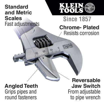 Klein Tools Reversible Jaw/Adjustable Pipe Wrench, 10-Inch D86930