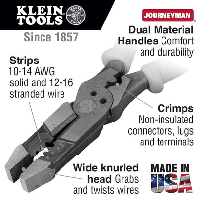 Klein Tools Hybrid Pliers with Crimper and Wire Stripper J215-8CR