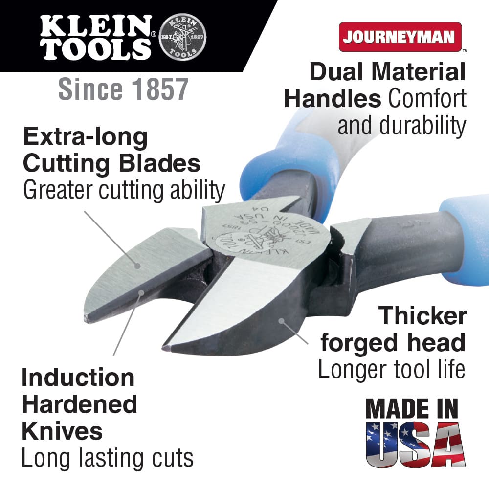 Klein Tools Diagonal Cutting Pliers, Heavy-Duty Journeyman, 9-Inch J2000-59