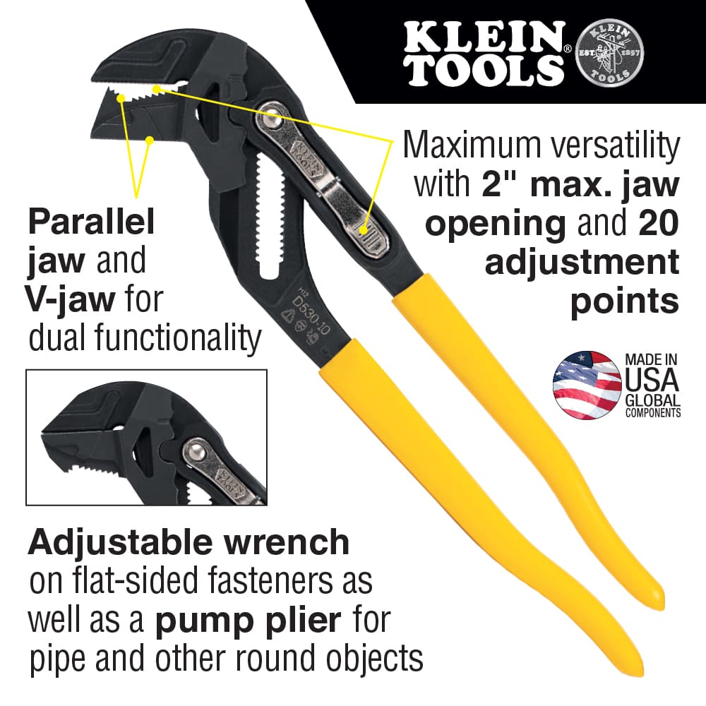 Klein Tools Plier Wrench, 10-Inch D53010
